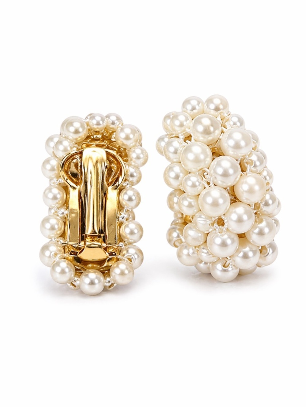 Faux, white pearl, Clip On Earrings